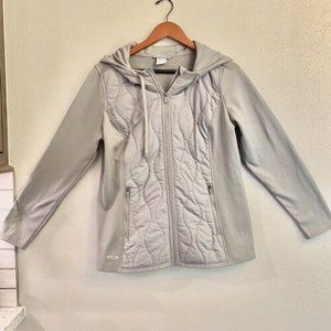Jockey women's casual long sleeve zip-front athletic quilted jacket size L‎ Gray